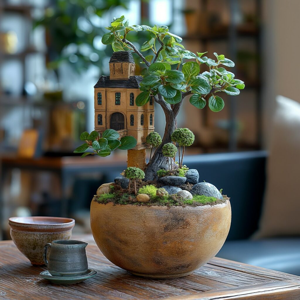 Miniature bonsai garden