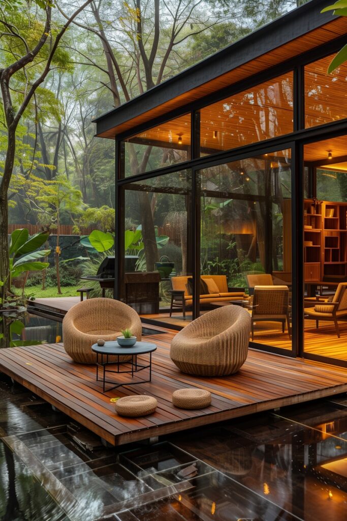 Modern indoor outdoor architectural space
